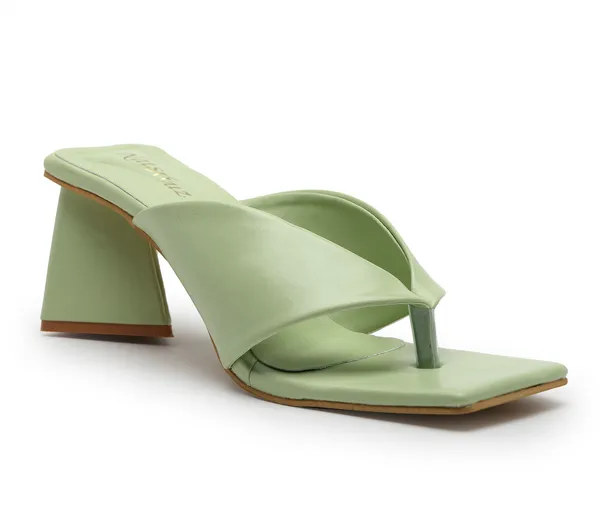 Green_Solid_Slip-On_Artificial_Leather_Heels_For_Women