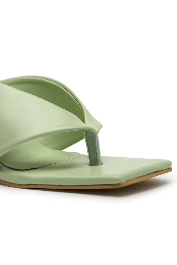 Green_Solid_Slip-On_Artificial_Leather_Heels_For_Women