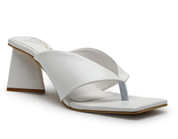 White_Solid_Slip-On_Artificial_Leather_Heels_For_Women