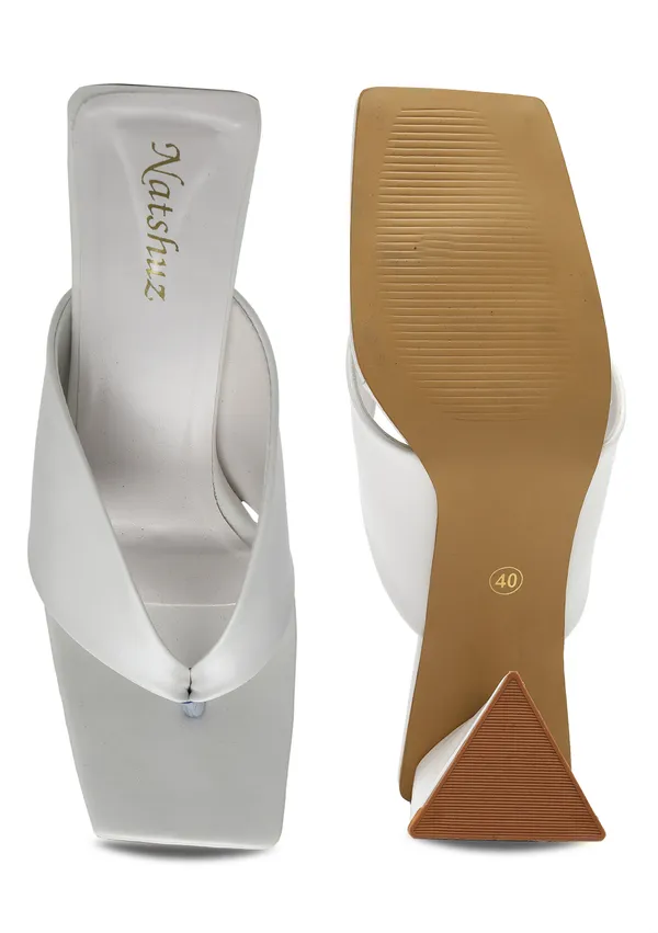 White_Solid_Slip-On_Artificial_Leather_Heels_For_Women