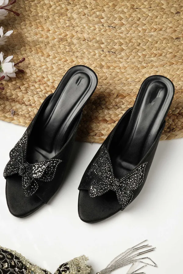 Black_Solid_Slip-On_Artificial_Leather_Heels_For_Women