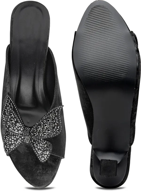 Black_Solid_Slip-On_Artificial_Leather_Heels_For_Women