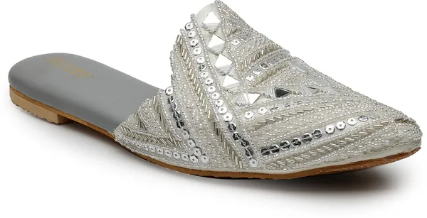 Silver_Solid_Slip-On_Synthetic_Leather_Flats_For_Women