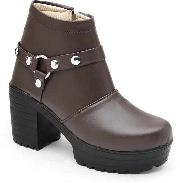 Brown_Solid_Round_Synthetic_Casual_Boots_For_Women