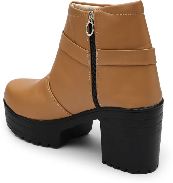 Tan_Solid_Round_Synthetic_Casual_Boots_For_Women