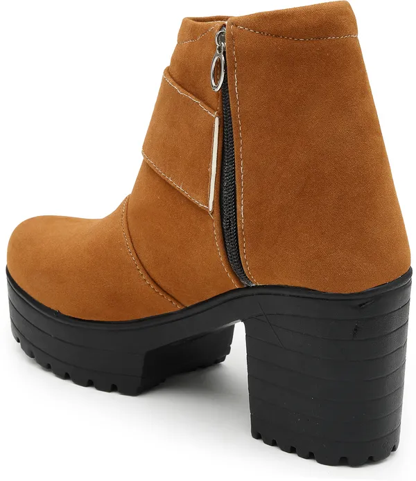 Tan_Solid_Round_Suede_Casual_Boots_For_Women