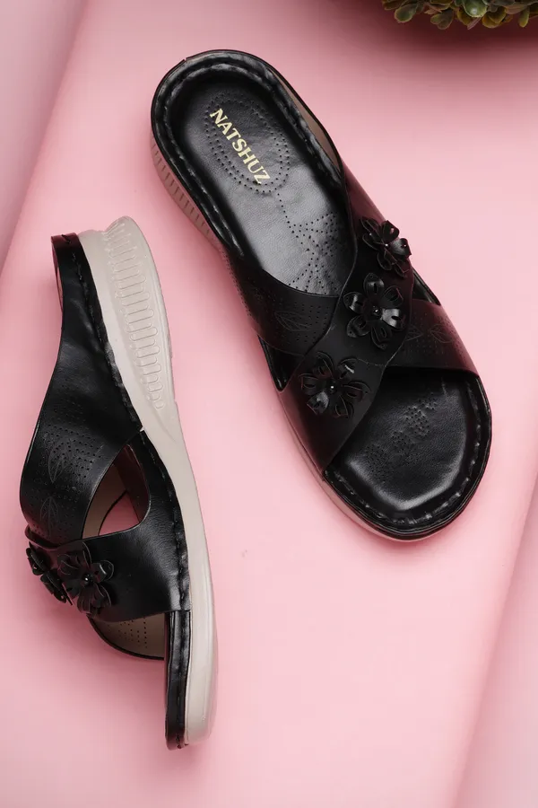 Black_Solid_Slip-On_Artificial_Leather_Casual_Wedges_For_Women