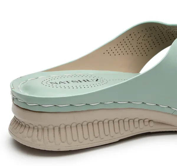 Green_Solid_Slip-On_Artificial_Leather_Casual_Wedges_For_Women