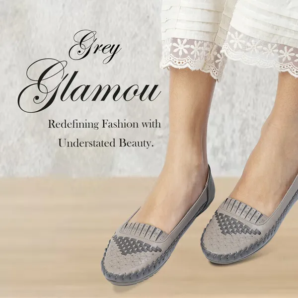Grey_Solid_Round_Toe_Synthetic_Leather_Casual_Bellies_For_Women