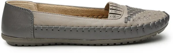 Grey_Solid_Round_Toe_Synthetic_Leather_Casual_Bellies_For_Women