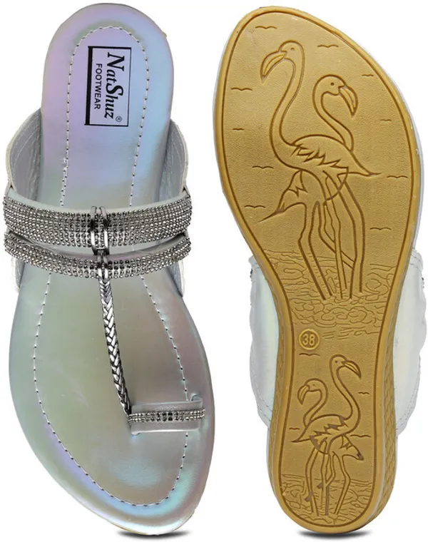 Silver_Solid_Slip-On_Artificial_Leather_Flats_For_Women