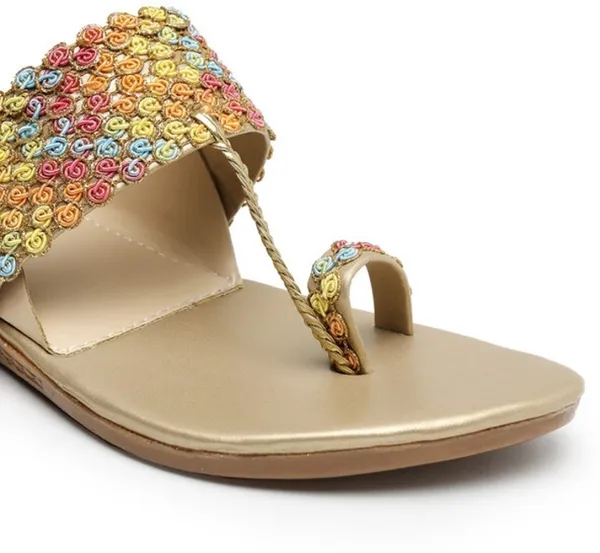 Gold_Solid_Slip-On_Synthetic_Flats_For_Women
