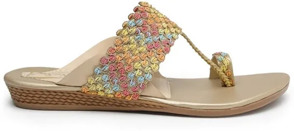 Gold_Solid_Slip-On_Synthetic_Flats_For_Women