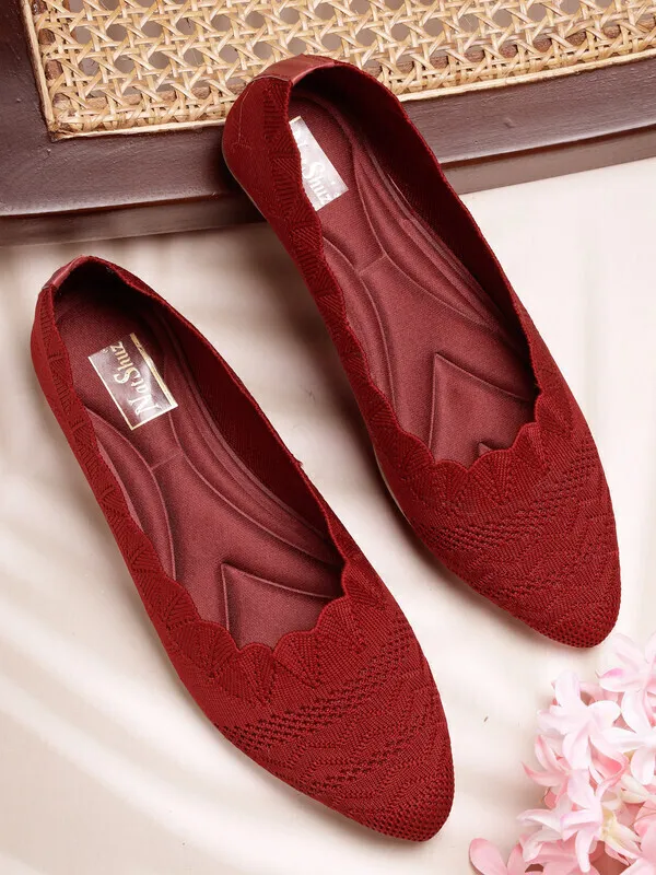 Maroon_Women_Solid_Pointed_Toe_Mesh_Casual_Bellies