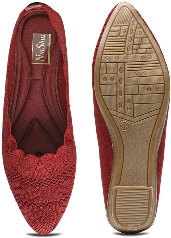 Maroon_Women_Solid_Pointed_Toe_Mesh_Casual_Bellies