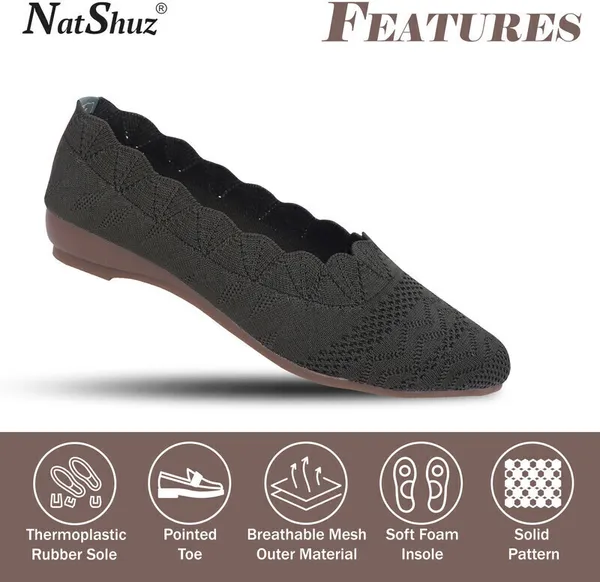 Olive_Solid_Pointed_Toe_Mesh_Casual_Bellies_For_Women