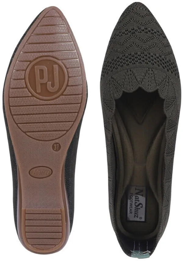 Olive_Solid_Pointed_Toe_Mesh_Casual_Bellies_For_Women