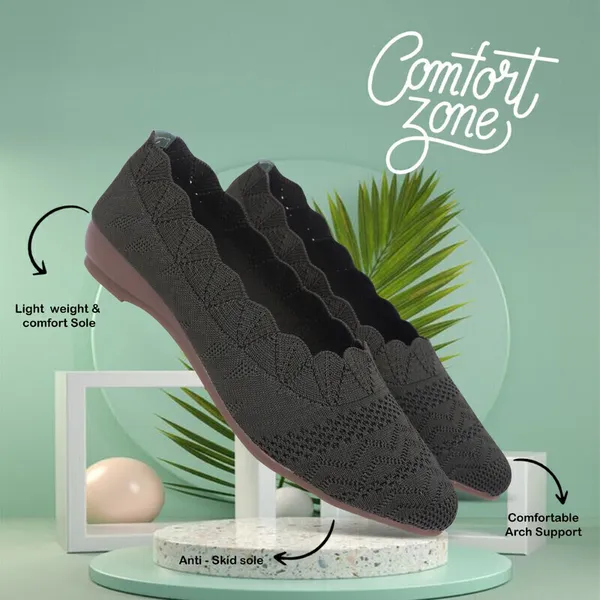 Olive_Solid_Pointed_Toe_Mesh_Casual_Bellies_For_Women