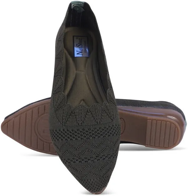 Olive_Solid_Pointed_Toe_Mesh_Casual_Bellies_For_Women