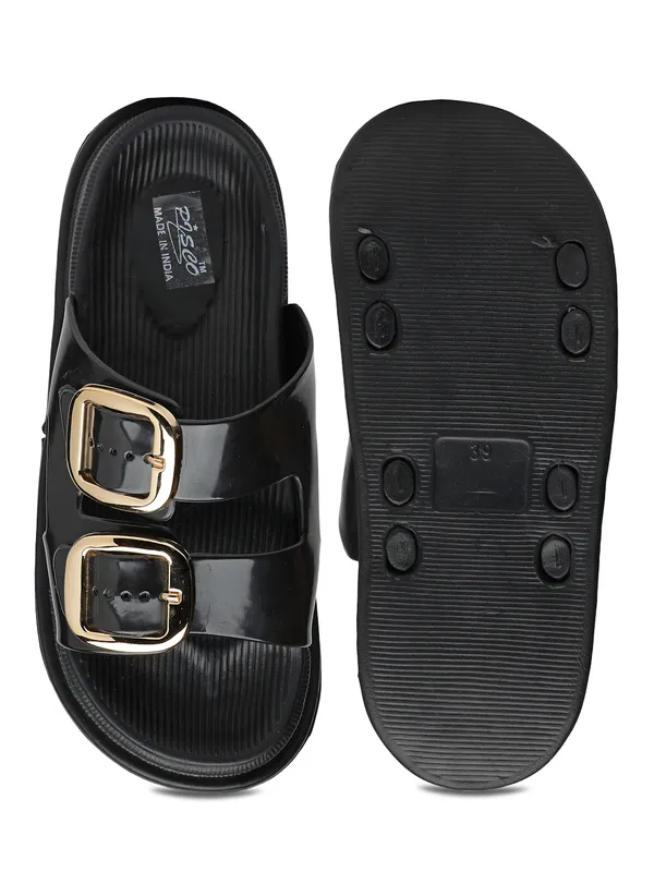 Women's_Glossy_Double_Buckle_Slip-On_Sandals_–_Chic,_Water-Resistant,_Lightweight_Comfort_Slides
