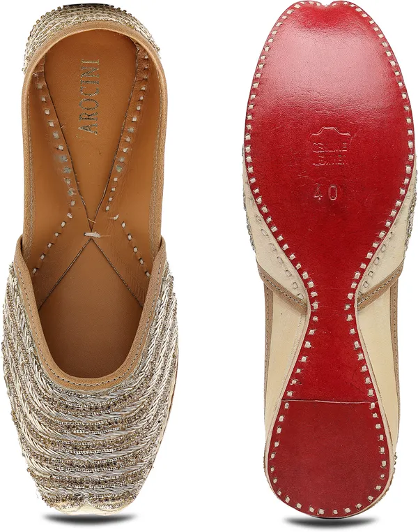 Gold_Solid__Leather_Ethnic_Casuals_For_Women