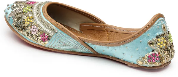 Green_Solid__Leather_Ethnic_Casuals_For_Women