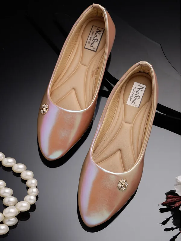 Gold_Women_Solid_Round_Toe_Synthetic_Casual_Bellies