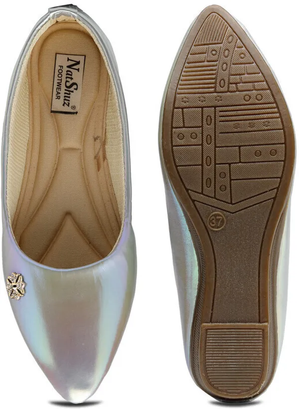Silver_Solid_Round_Toe_Synthetic_Casual_Bellies_For_Women