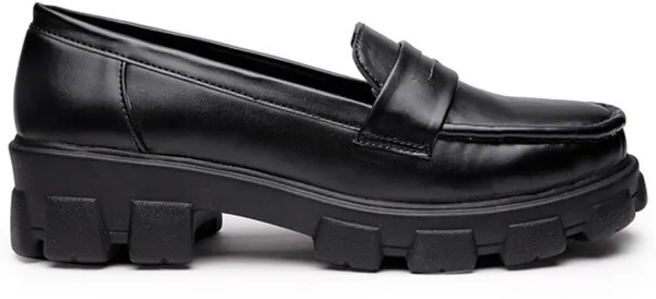 Black_Solid__Synthetic_Leather_Casual_Loafers_For_Women