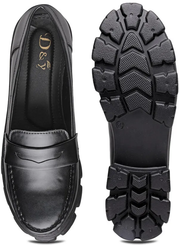 Black_Solid__Synthetic_Leather_Casual_Loafers_For_Women