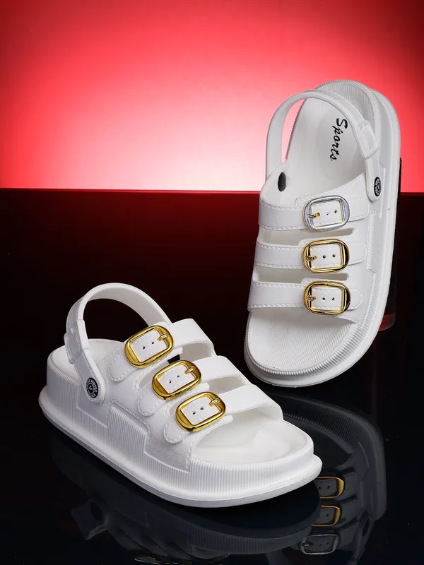 NATSHUZ_Triple_Buckle_Sandals_–_White_&_Gold