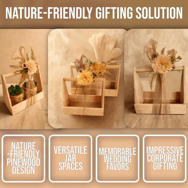 Pack_Of_2__Decorated_Jar_Pinewood_Empty_Gift_Hamper_Basket_Gift_Packaging_Basket_With_Net_Decoration_Including_Flower_(10X20X17_CM)_(_Jars_are_not_included)