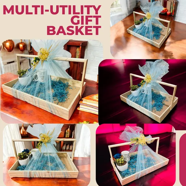 Pine_Wood_Gift_Hamper_Pinewood_Basket_With_Handle_Holiday_Christmas_Gifting_Tray_Pinewood_Basket_With_Mdf_Base_With_Decoration_Net_&_Decoration_Flower_(46X30X6_Cm)_46x30x6_CM
