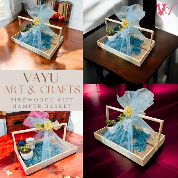 Pine_Wood_Gift_Hamper_Pinewood_Basket_With_Handle_Holiday_Christmas_Gifting_Tray_Pinewood_Basket_With_Mdf_Base_With_Decoration_Net_&_Decoration_Flower_(46X30X6_Cm)_46x30x6_CM