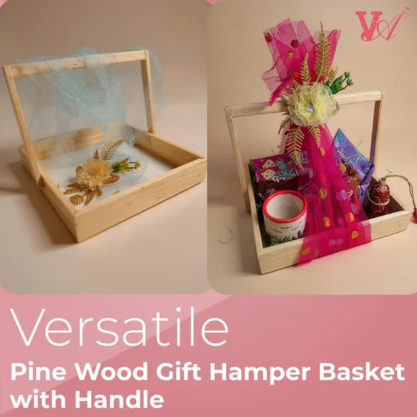Medium_Size_Pine_Wood_Gift_Hamper_Basket_With_Handle_With_Mdf_Base_With_Decoration_Net_&_Decoration_Flower_25X25X4.69_Cm_(1)