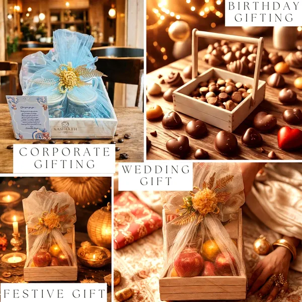 Small_Size_Pine_Wood_Empty_Gift_Hamper_Basket_Mdf_Base._8X8X2.5"_Inches_(20X20X5.7_Cm)_With_Net_And_Oranza_Flower_(20x20x6_CM)