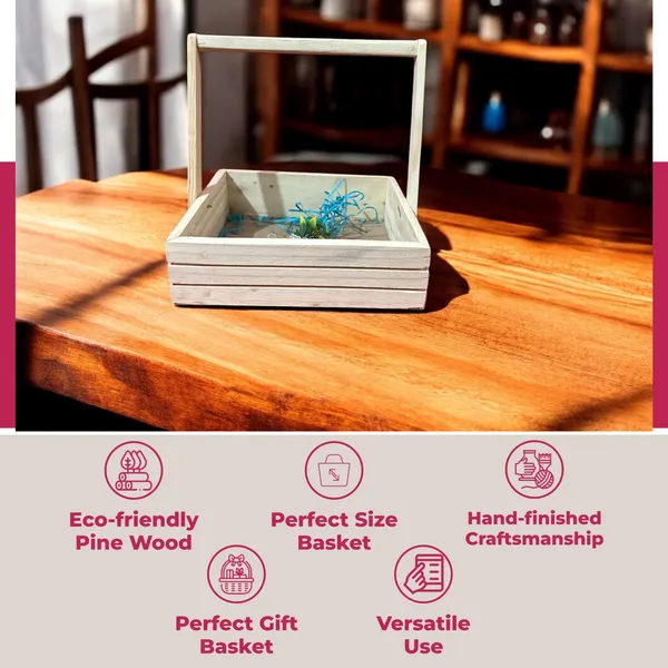 Small_Size_Pine_Wood_Empty_Gift_Hamper_Basket_Mdf_Base._8X8X2.5"_Inches_(20X20X5.7_Cm)_With_Net_And_Oranza_Flower_(20x20x6_CM)