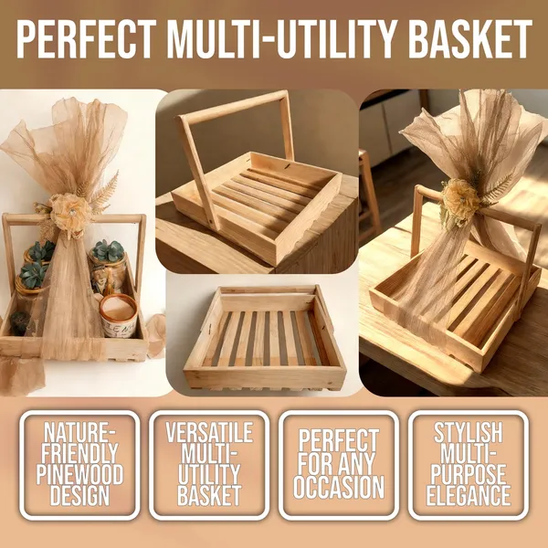 Pack_Of_5_Wooden_Square_Gift_Hamper_Basket_(Wood_Base),_Festival_Gift_Hamper_Tray_With_Decoration_Net_Flower_,_(25X25X6_Cm_)
