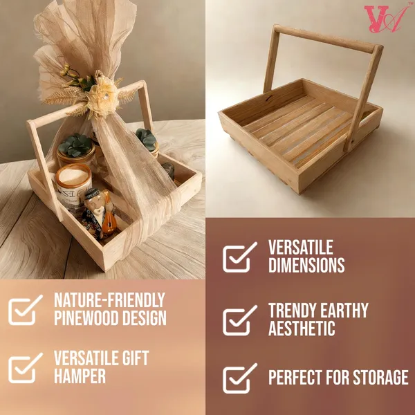 Pack_Of_5_Wooden_Square_Gift_Hamper_Basket_(Wood_Base),_Festival_Gift_Hamper_Tray_With_Decoration_Net_Flower_,_(25X25X6_Cm_)