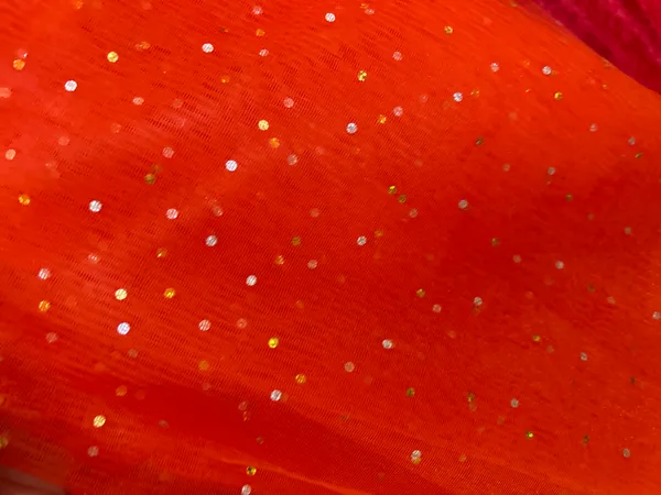Vayu_Art_&_Crafts_Decoration_Polka_Dot_Net_Fabric_for_Gift_Hampers_Gift_Wraps_Party_Decor,_Backdrop_Decor,_Mandap_Decoration,_5_Metre,_Width_111_CM_,Orange