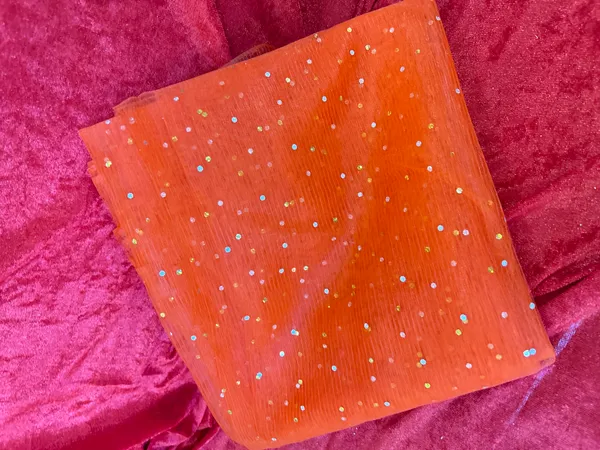 Vayu_Art_&_Crafts_Decoration_Polka_Dot_Net_Fabric_for_Gift_Hampers_Gift_Wraps_Party_Decor,_Backdrop_Decor,_Mandap_Decoration,_5_Metre,_Width_111_CM_,Orange