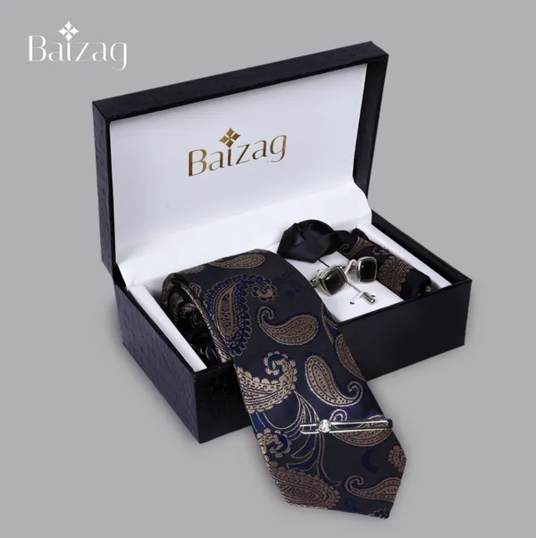 Black_With_Gold_Print_Powerful__Tie_Combo_For_Men_(Pack_Of_2)