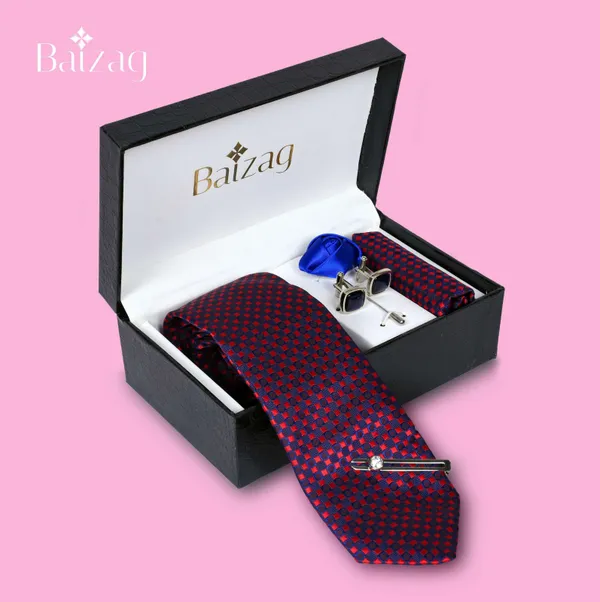 Blue_With_Red_Square_Print_Powerful__Tie_Combo_For_Men_(Pack_Of_2)