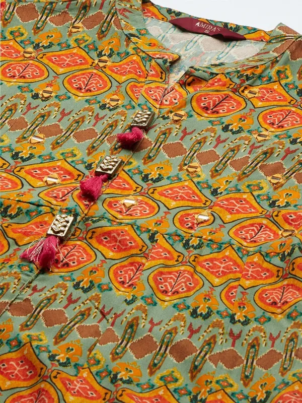 Multicolor_Rayon_Blend_Embroidered_3/4_Sleeve_Gown_For_Women