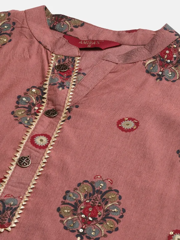 Red_Pure_Cotton_Embroidered_3/4_Sleeve_Kurta_Pant_For_Women