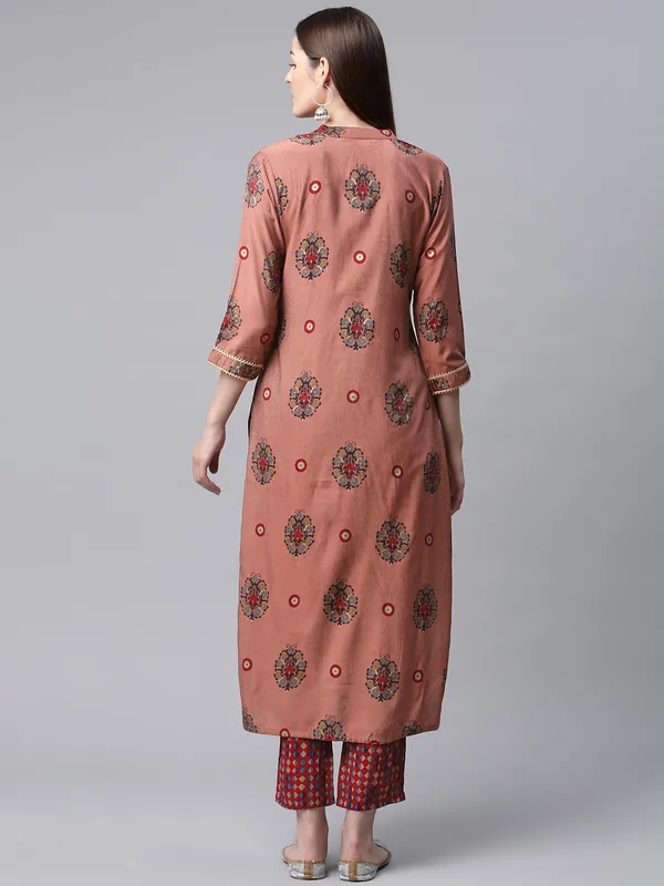 Red_Pure_Cotton_Embroidered_3/4_Sleeve_Kurta_Pant_For_Women