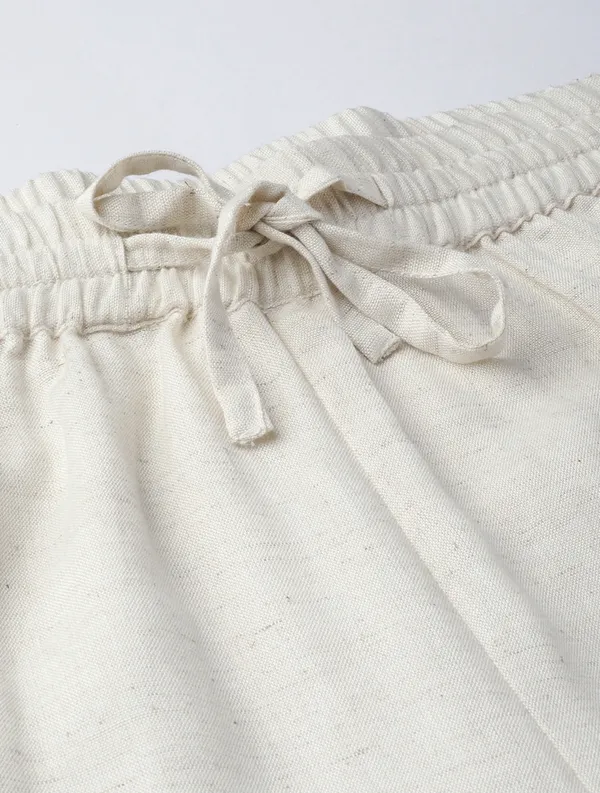 Cream_Pure_Cotton_Solid_Regular_Fit_Trouser_For_Women