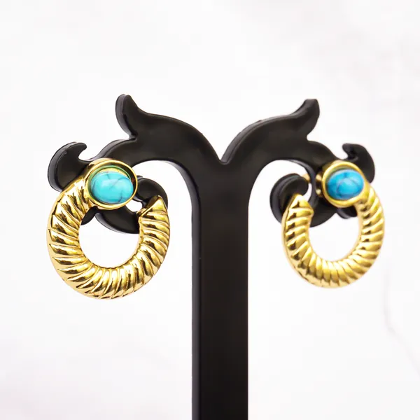 Gold_Turquoise_Earrings_For_Girls