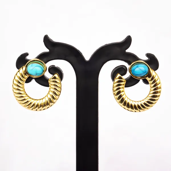 Gold_Turquoise_Earrings_For_Girls