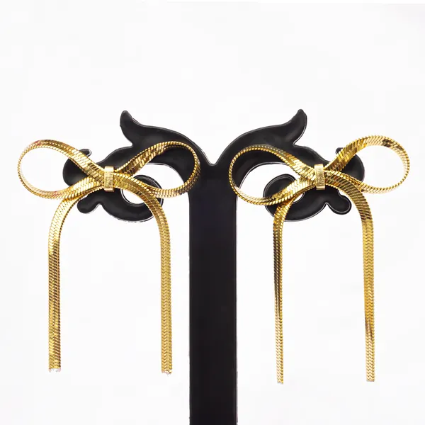Bow-Tiful_Ribbon_Knot_Bow_Hanging_Dangle_Gold_Earrings_for_Women